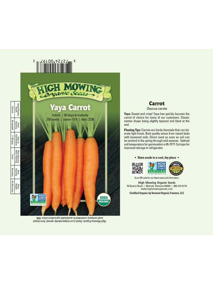 Yaya F1 Carrot Organic Seeds 2 Yaya F1 Carrot Organic Seeds - Image 2
