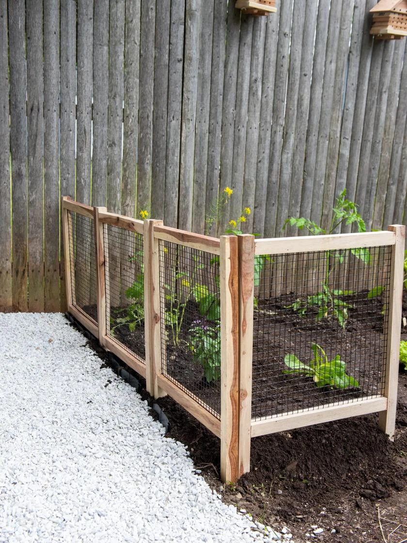 Wood And Wire Critter Fence, Set Of 4 1 Wood And Wire Critter Fence, Set Of 4